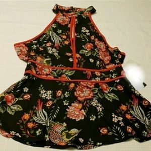 Lily Black Sleeveless Floral Top